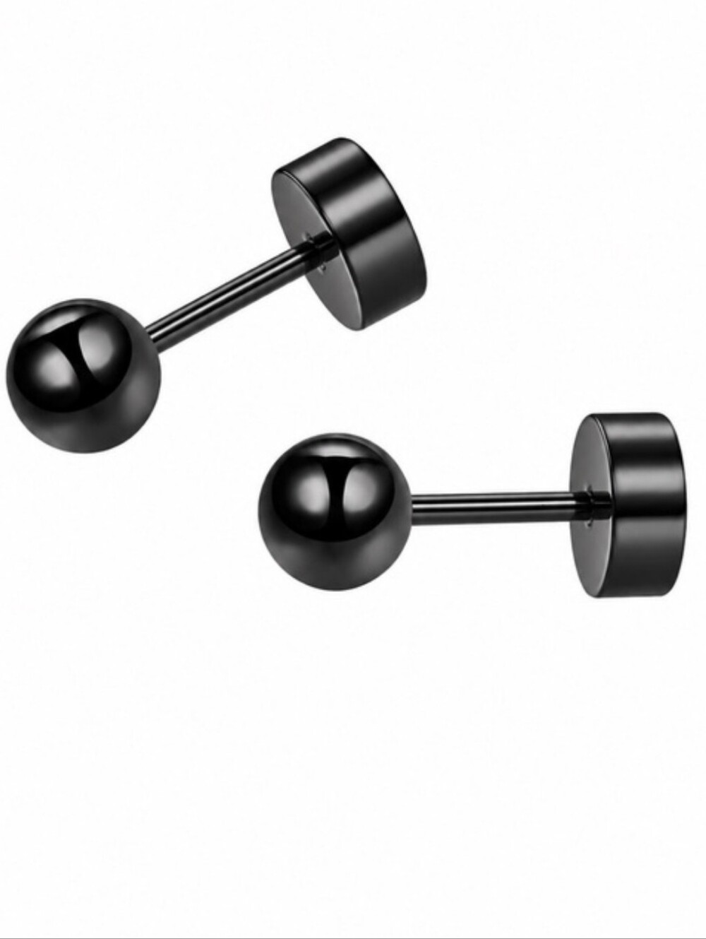 Minimalist Black Ball Stud Earrings -screw Back